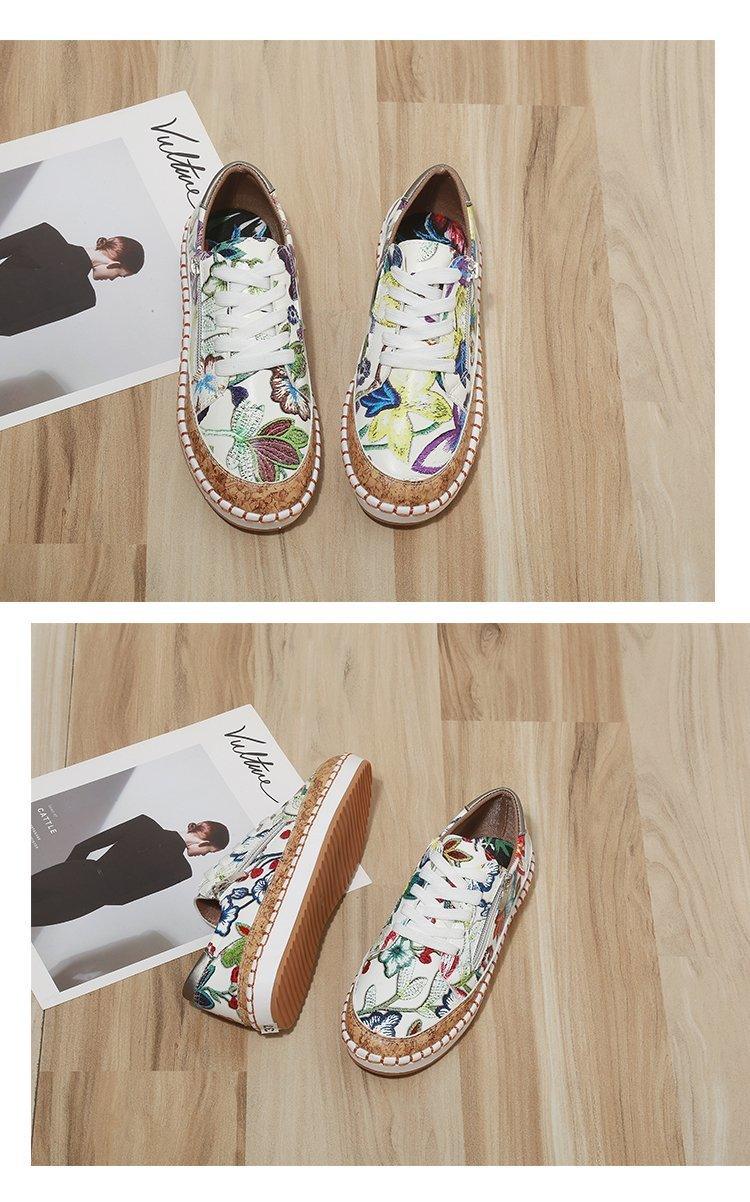 Women's sneakers floral print lace-up casual gum sole on Tampa Home & Garden Store