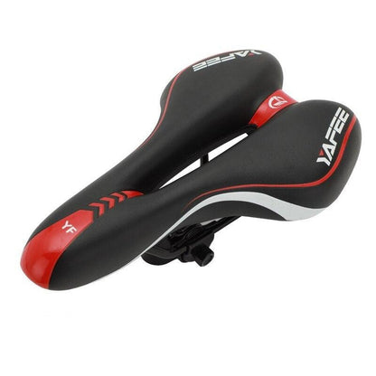 Stevvex sport bicycle saddle, black with red edge, soft padded waterproof shock-absorbing design on Tampa Home & Garden Store