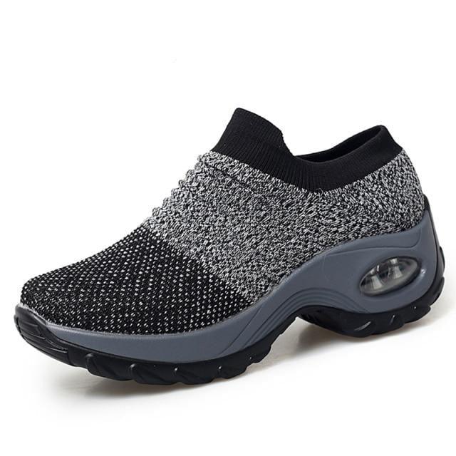 Stevvex women's knit platform sneakers, sock-style mesh upper, cushioned air-sole on Tampa Home & Garden Store