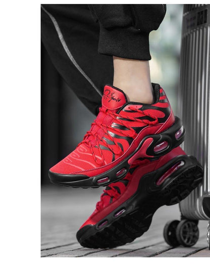 Air Cushion Mens Sport Running Shoes Stevvex red and black breathable mesh sneakers on Tampa Home & Garden Store