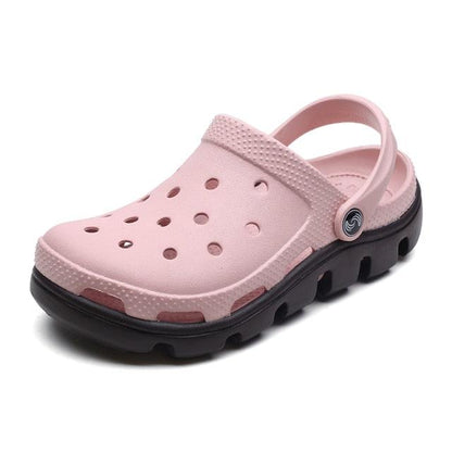 Stevvex pink jelly slippers for men with perforated upper and adjustable heel strap on Tampa Home & Garden Store