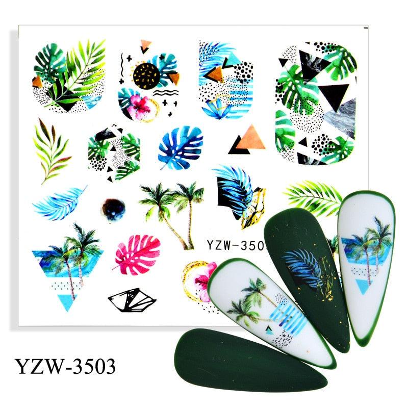Avocado Fruit Transfer Nail Stickers Stevvex ST695BGF; tropical leaf designs with 3 nails on Tampa Home & Garden Store