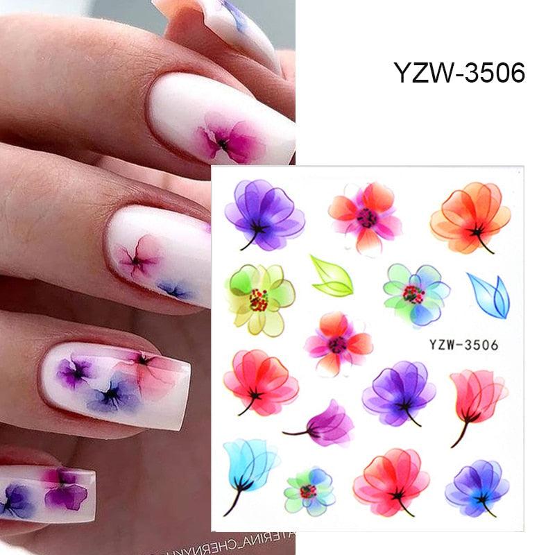 Stevvex Avocado Fruit Transfer Nail Stickers with water decals YZW-3506 on white nails on Tampa Home & Garden Store