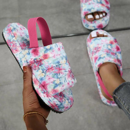Warm Women Slippers Open Toe Memory Foam