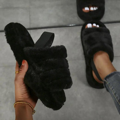 Warm Women Slippers Open Toe Memory Foam