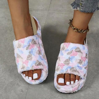 Warm Women Slippers Open Toe Memory Foam