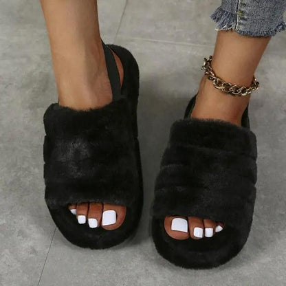 Warm Women Slippers Open Toe Memory Foam