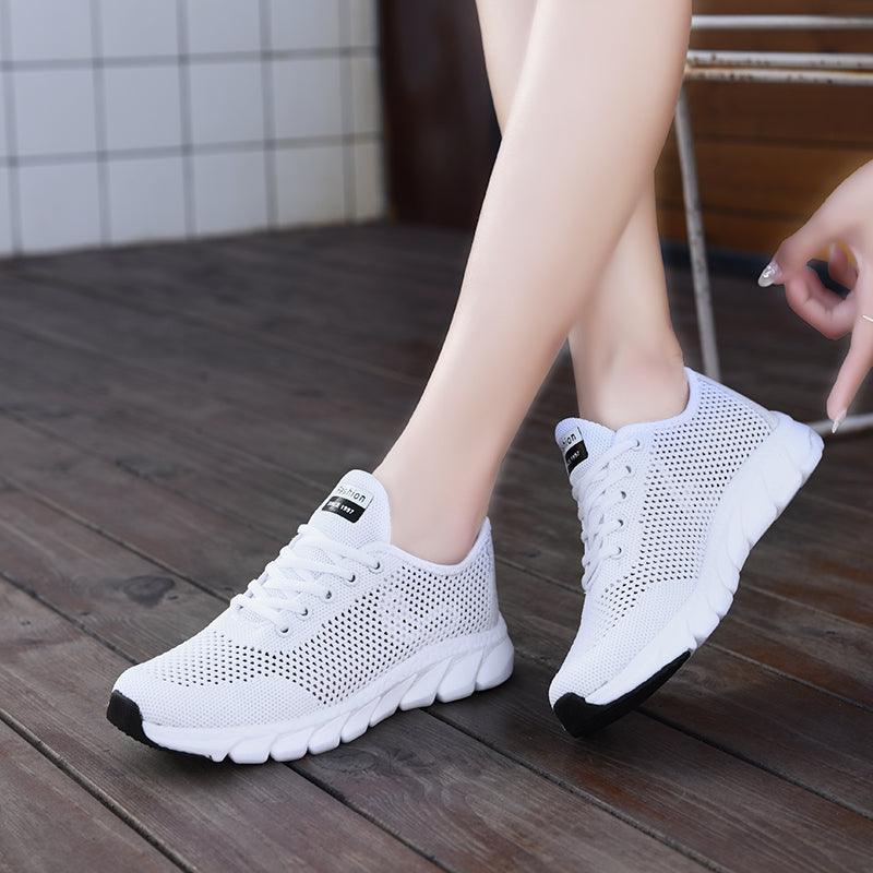 Stevvex women's mesh sneakers pair white breathable lightweight non-slip walking shoes on Tampa Home & Garden Store