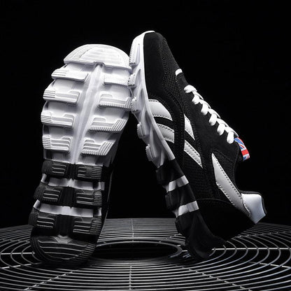 Stevvex men's running shoes black breathable lightweight sneakers with white sole and laces on Tampa Home & Garden Store