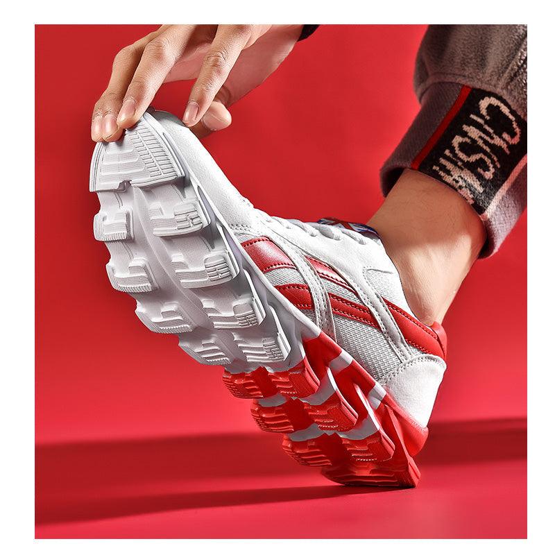 Stevvex men's running shoes white with red accents lightweight breathable athletic sneakers on Tampa Home & Garden Store