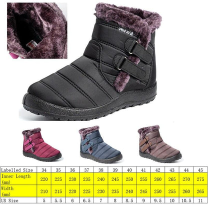 Stevvex Snow Boots black waterproof fur-lined with purple plush and hook straps 4 colors on Tampa Home & Garden Store