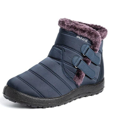 Stevvex navy snow boots with faux fur lining, waterproof, rugged sole, ankle height on Tampa Home & Garden Store