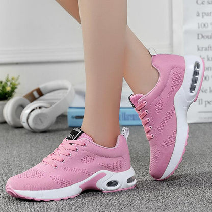 Stevvex women's pink mesh athletic sneakers with air cushion sole for breathable comfort on Tampa Home & Garden Store