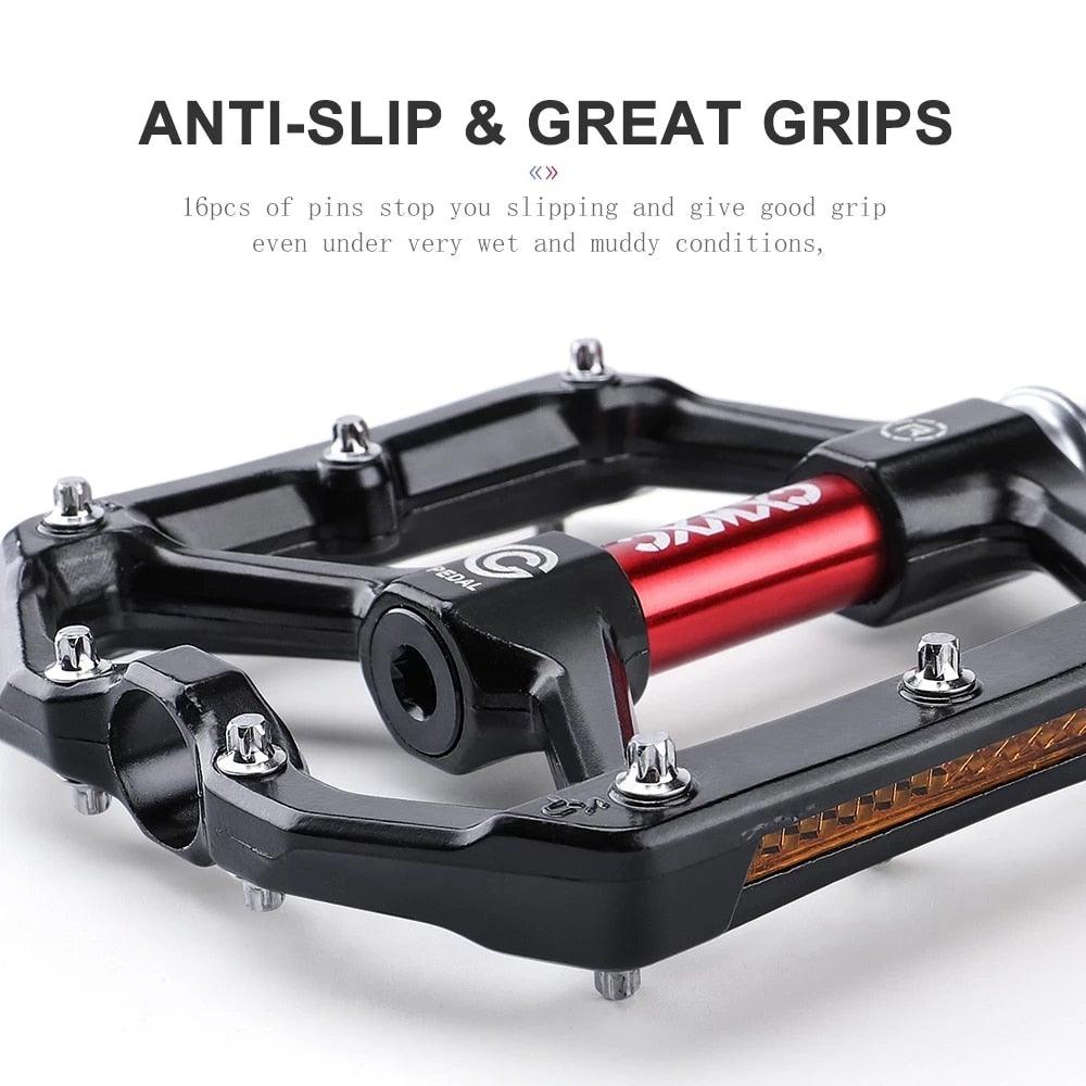 Stevvex aluminum platform bicycle pedals with sealed bearings red axle amber reflectors on Tampa Home & Garden Store
