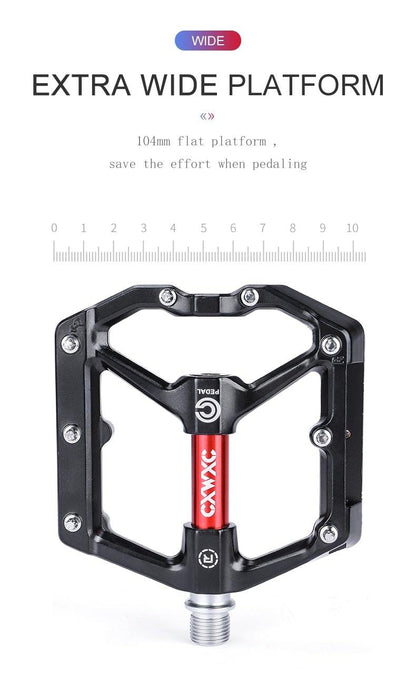 Stevvex aluminum flat pedal with wide 104mm platform and sealed bearings black with red axle on Tampa Home & Garden Store