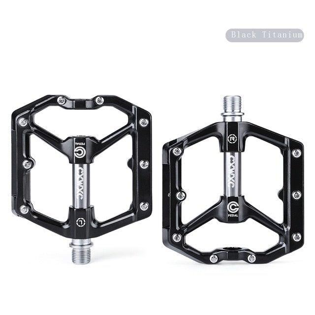 Stevvex aluminum bicycle pedals platform with sealed bearings black pair on Tampa Home & Garden Store