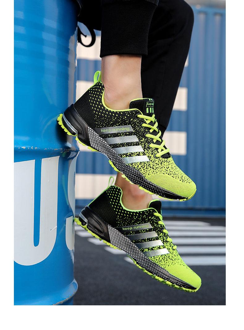 Stevvex Sneakers neon lime mesh breathable running shoes 2 sneakers shown on Tampa Home & Garden Store