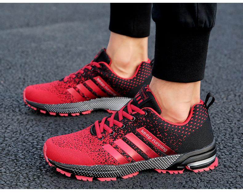 Stevvex men's sneakers red and black mesh breathable athletic shoes for running and walking on Tampa Home & Garden Store