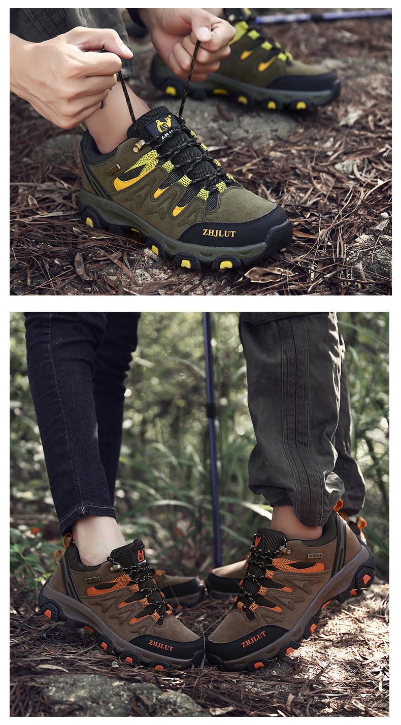 Stevvex Tactical Outdoor Hiking Shoes olive-green with yellow accents 2 colorways on Tampa Home & Garden Store