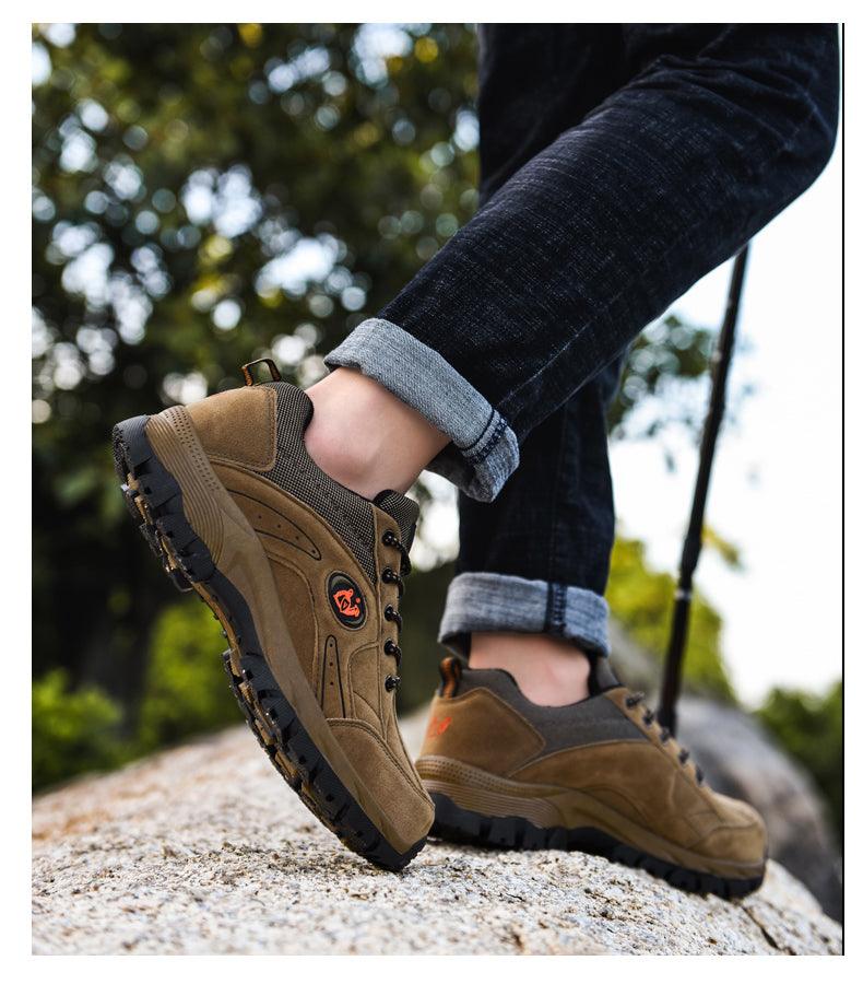 Stevvex brown winter hiking shoe with rugged outsole, low-top athletic footwear on Tampa Home & Garden Store