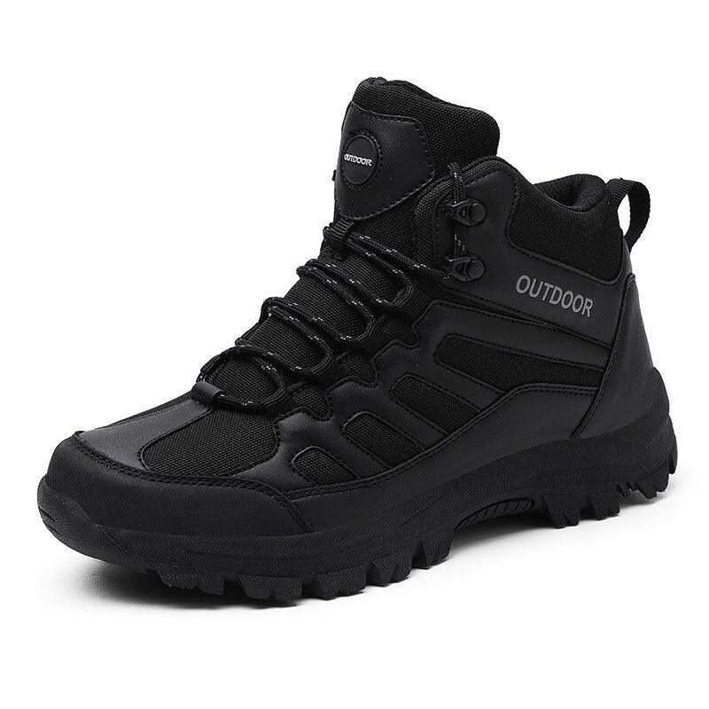 Winter boots Stevvex, black ankle-high hiking with rugged lug outsole, water resistant on Tampa Home & Garden Store
