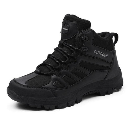 Winter boots Stevvex, black ankle-high hiking with rugged lug outsole, water resistant on Tampa Home & Garden Store