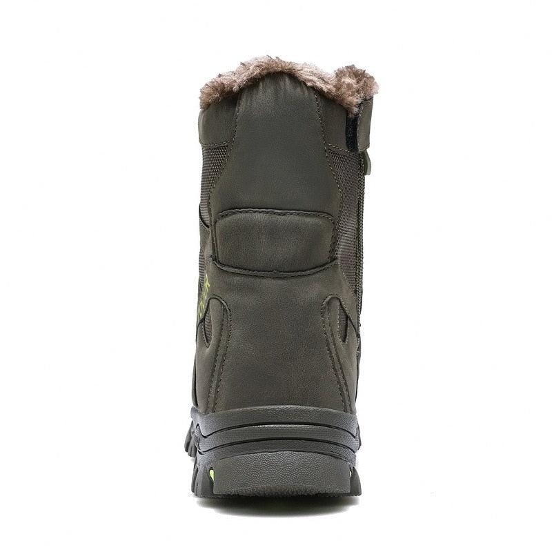 Men's outdoor hiking boot mid-cut black with fur lining, rugged mountaineering footwear on Tampa Home & Garden Store