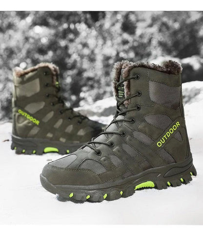 Stevvex mens outdoor hiking boots mid-cut olive green with mesh panels lime accents 2 pairs on Tampa Home & Garden Store