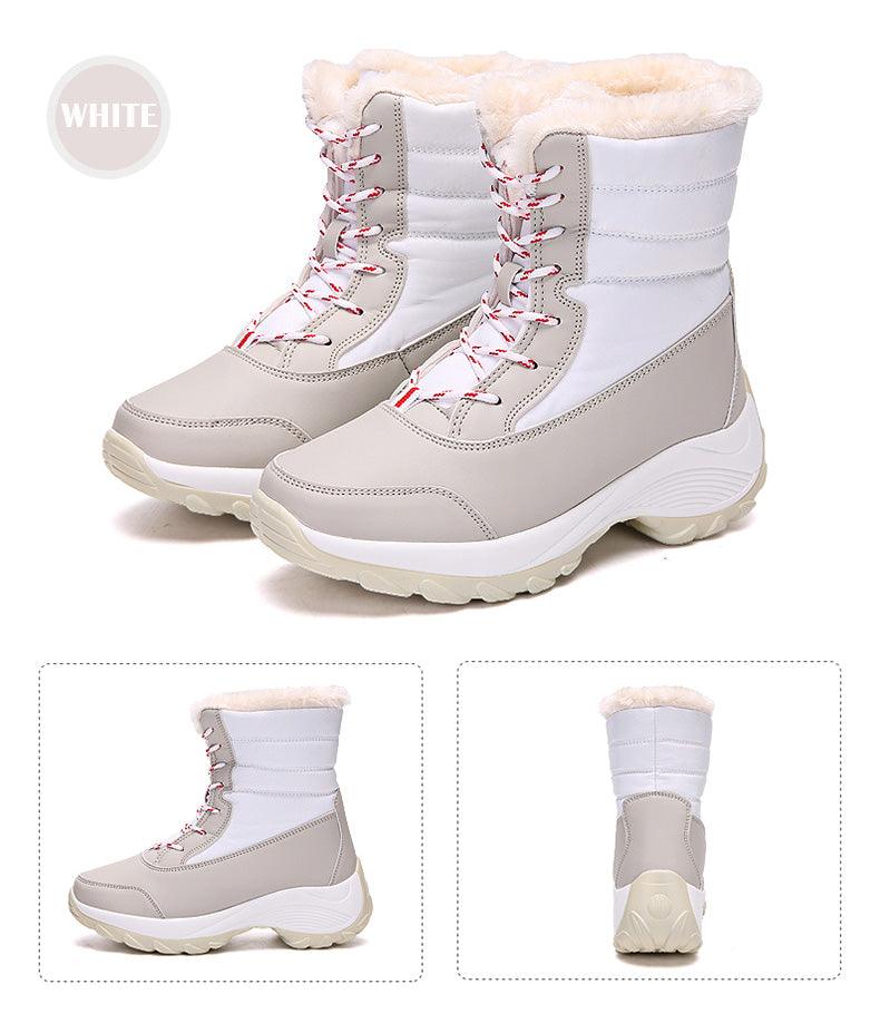 Womens Waterproof Winter Boots white beige non-slip ankle boots on Tampa Home & Garden Store