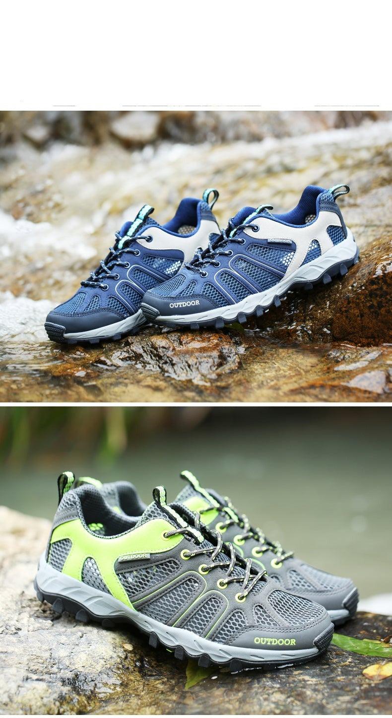 Men's waterproof hiking shoes Stevvex, blue/grey mesh upper, rugged outsole; two pairs on Tampa Home & Garden Store