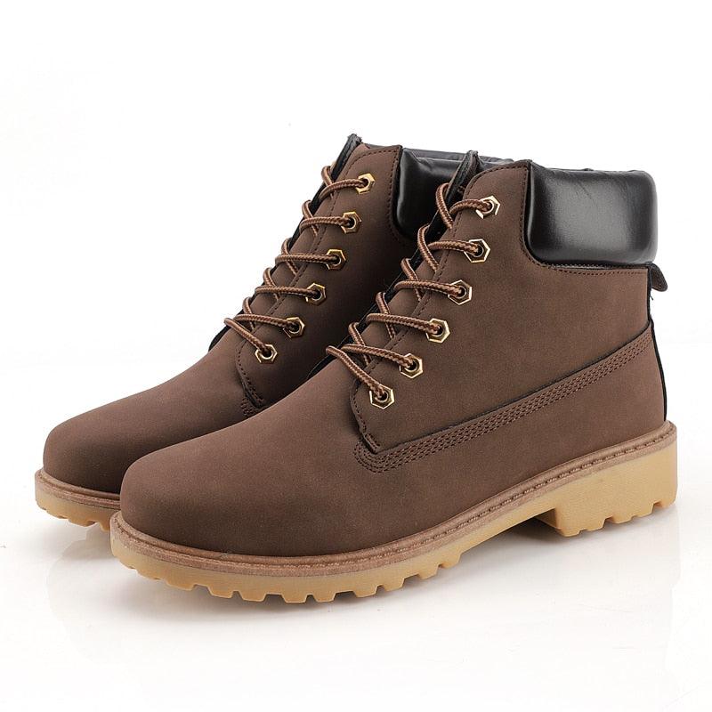 Winter men's boots pair ST85SH9002ALP Stevvex brown leather fur-lined collar treaded sole on Tampa Home & Garden Store