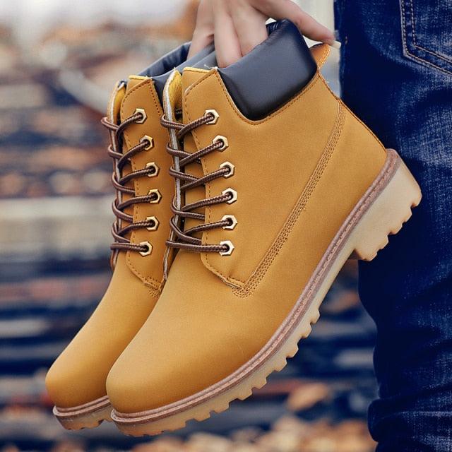 Stevvex Winter Luxury Mens Boots ST85SH9002ALP, tan leather lace-up ankle boots with fur lining on Tampa Home & Garden Store