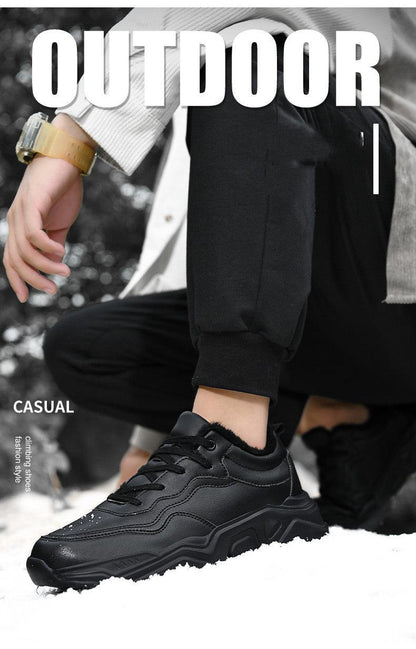 Men's Plush Leather Sneakers and Warm Linings