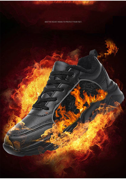 Men's Plush Leather Sneakers and Warm Linings