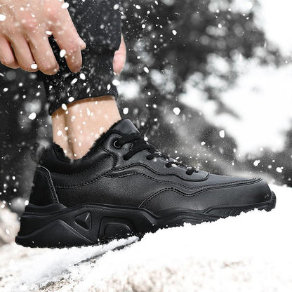 Men's Plush Leather Sneakers and Warm Linings