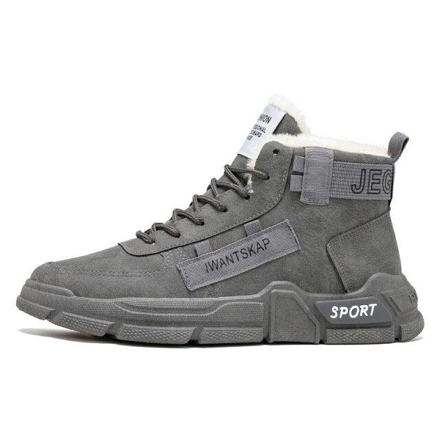 Stevvex men's winter boots high-top gray suede with faux fur lining on Tampa Home & Garden Store