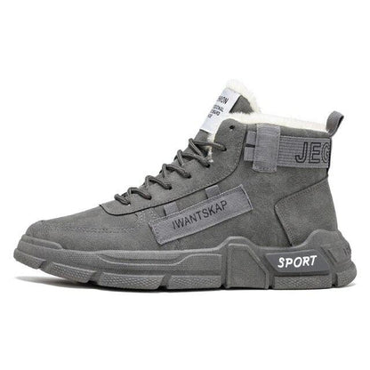 Stevvex men's winter boots high-top gray suede with faux fur lining on Tampa Home & Garden Store