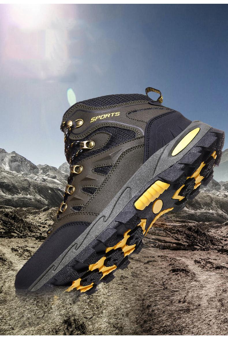 Stevvex mens winter snow boots waterproof leather upper with rugged yellow-tread outsole on Tampa Home & Garden Store
