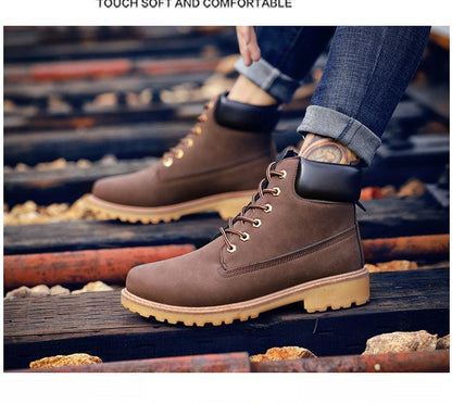 Winter luxury boots for men Stevvex brown fur-lined leather boots with rugged outsole pair on Tampa Home & Garden Store