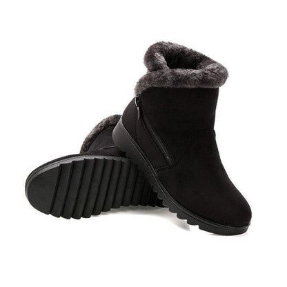 Boots Stevvex black fur-lined ankle boots with side zip rugged lug sole waterproof 2 boots on Tampa Home & Garden Store