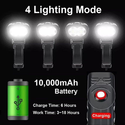 Stevvex bicycle front light set with 4 LED headlights and 10,000mAh USB rechargeable battery on Tampa Home & Garden Store
