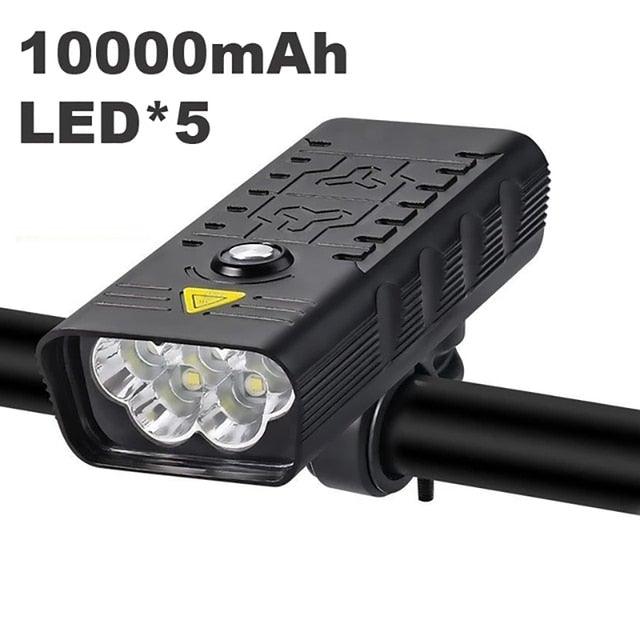 Bicycle front light Stevvex USB rechargeable LED headlamp with 5 LEDs waterproof handlebar mount on Tampa Home & Garden Store