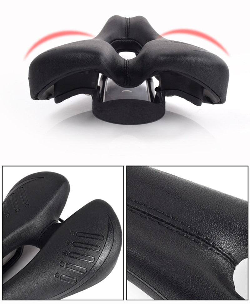 Stevvex ST90SP5522FIT bike saddle, black PU leather cushioned mountain seat with shock on Tampa Home & Garden Store