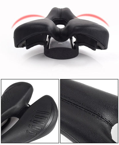 Stevvex ST90SP5522FIT bike saddle, black PU leather cushioned mountain seat with shock on Tampa Home & Garden Store