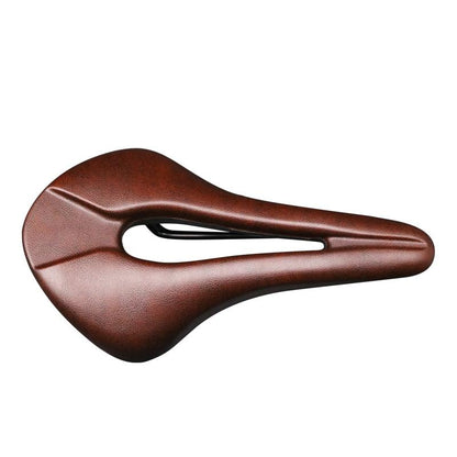 Stevvex bike saddle hollow PU leather memory foam brown with cutout on Tampa Home & Garden Store