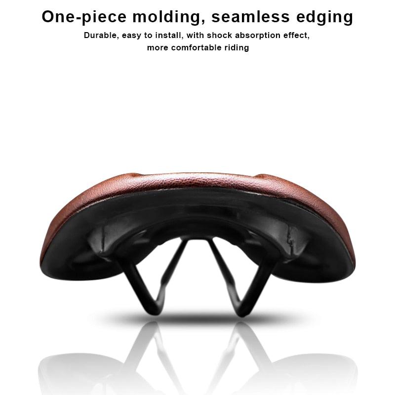 Bike saddle brown PU leather with black steel rails, comfortable cushion on Tampa Home & Garden Store