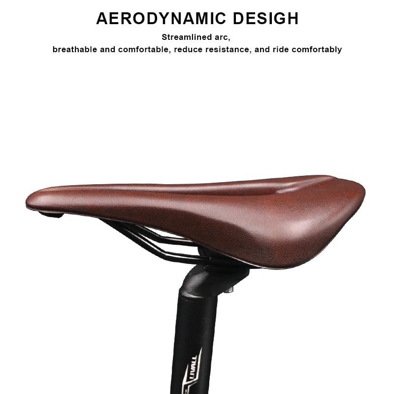 Bike saddle brown PU leather memory foam padded road MTB seat on Tampa Home & Garden Store