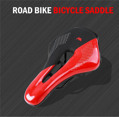Leather bike saddle red and black by Stevvex with breathable padded cushion on Tampa Home & Garden Store