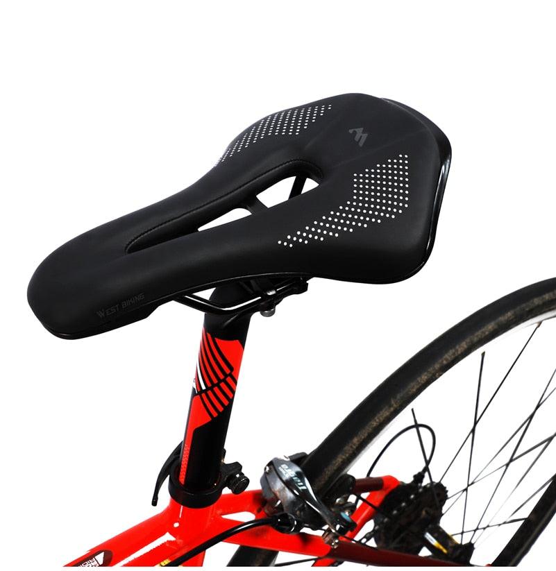Stevvex leather bike saddle for road bikes, soft padded cushion with breathable panels on Tampa Home & Garden Store