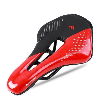 Stevvex leather bike saddle red and black, padded breathable waterproof on Tampa Home & Garden Store